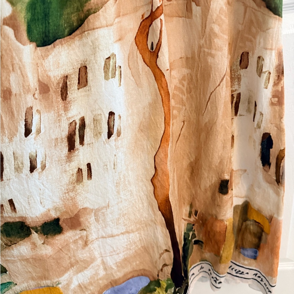 Mediterranean Painting Print Elegant Maxi Dress - Picture 6 of 9